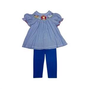 NEW ZUCCINI KIDS girls' farm bishop legging set in blue